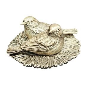 Pewter Birds In Nest Salt Pepper Shaker Set Signed GD 2007